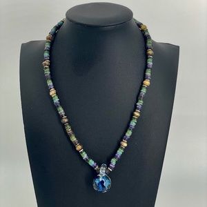 Multi Color Necklace in Murano Glass Pendant